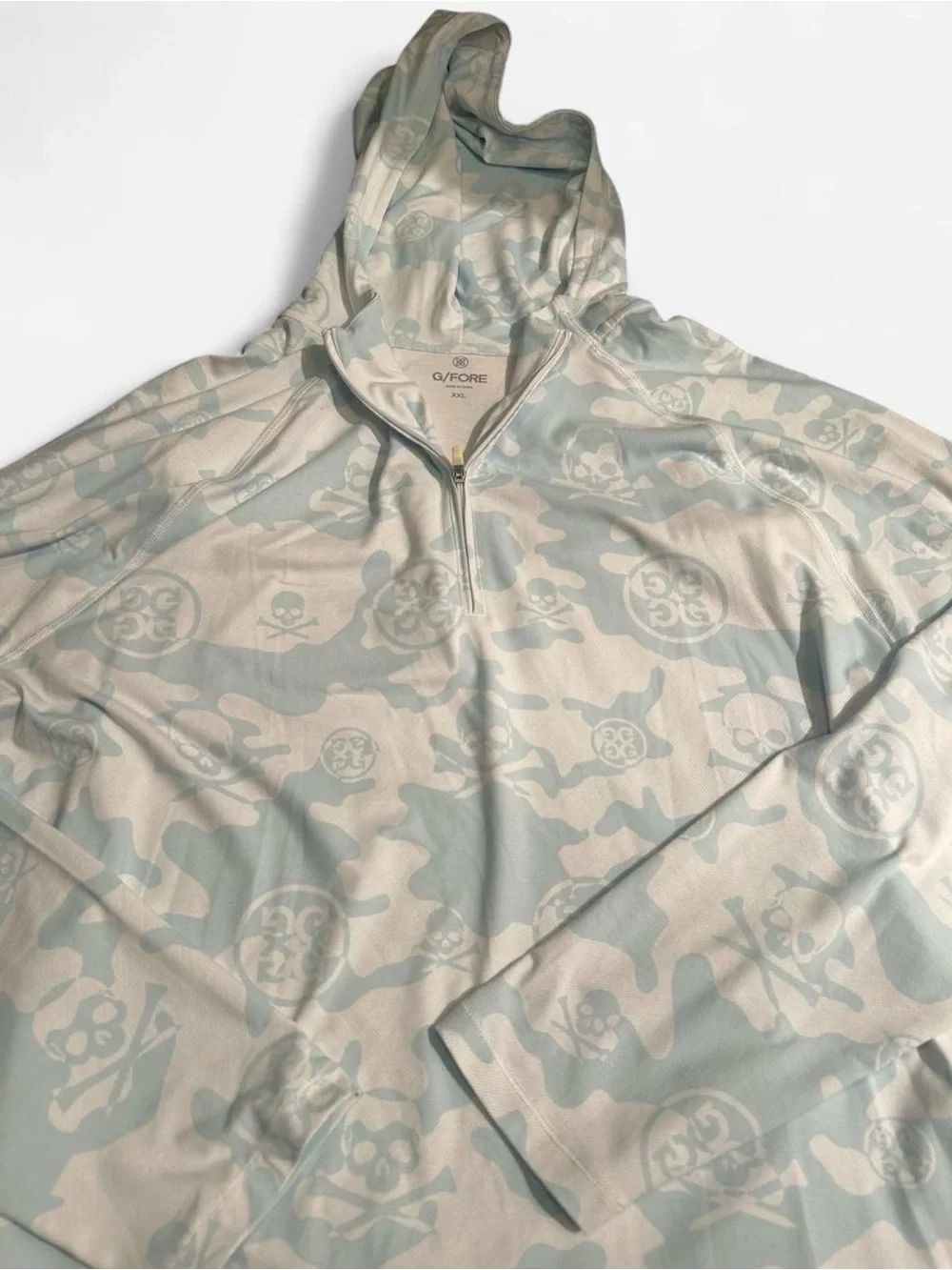 G/FORE XXL Golf Hoodie Men's Luxe Camo Quarter-Zip Pullover Daybreak Meas. Incl.